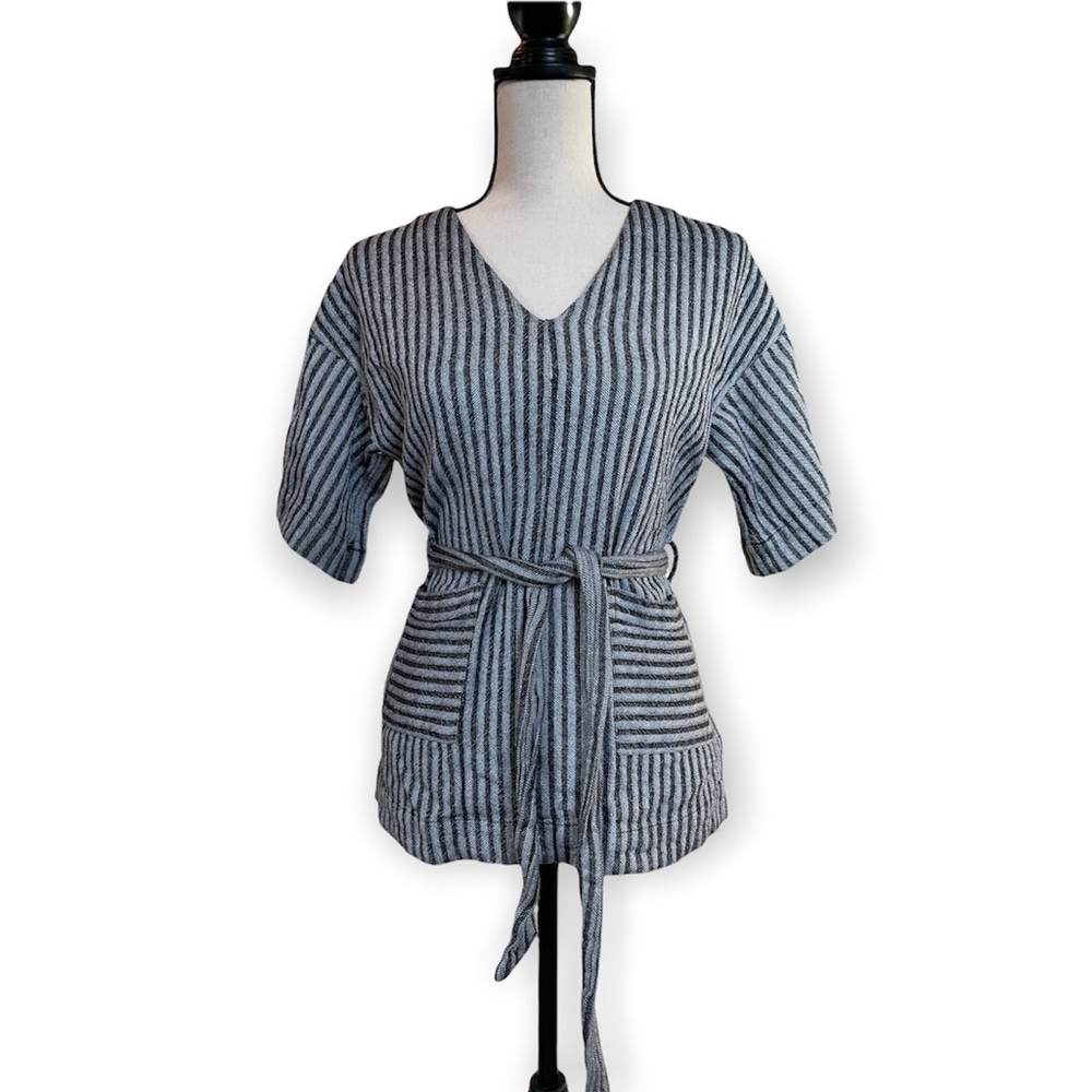 ASOS Striped V-neck Belt Wrap Top Sz 4